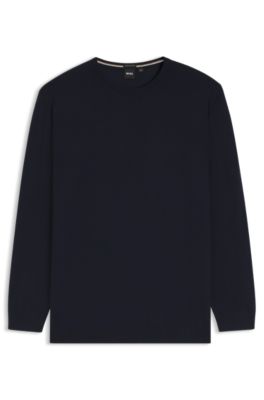 Pull Regular en laine vierge, Bleu fonc&eacute;