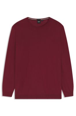 Jersey regular fit de lana virgen, Rojo oscuro