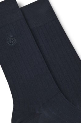 Lot de deux paires de chaussettes mi-mollet, Bleu fonc&eacute;