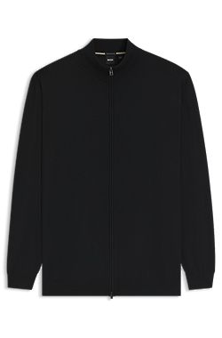 Zippered cardigan in extra-fine merino wool