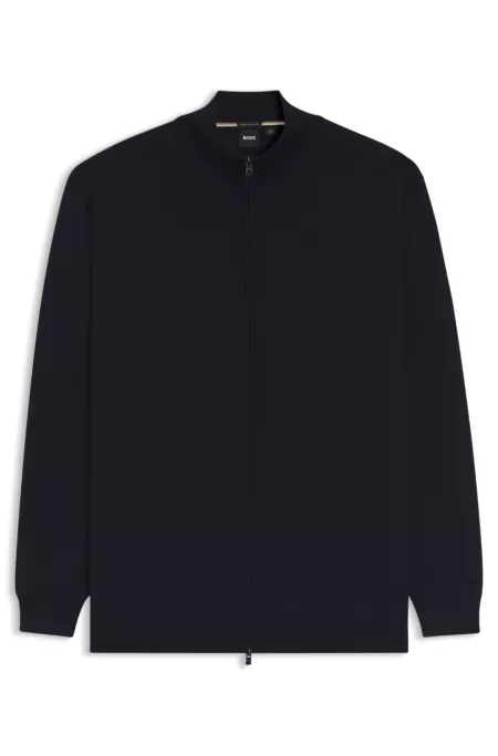 Zippered cardigan in extra-fine merino wool