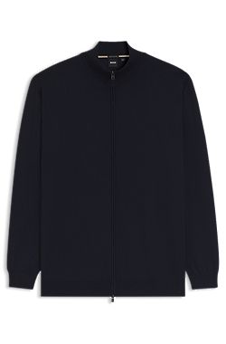 Zippered cardigan in extra-fine merino wool