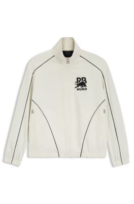 HUGO x RB zipper-up jacket with bull motif, White