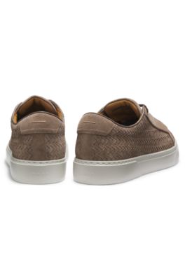 Gary trainers with woven suede uppers, Khaki