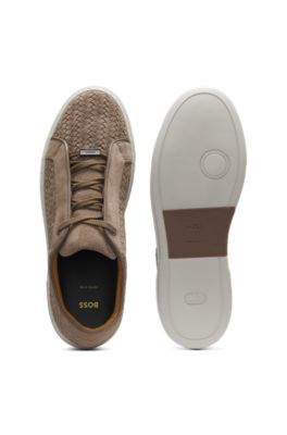 Gary trainers with woven suede uppers, Khaki