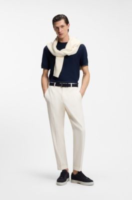 Baskets Gary avec tige en cuir su&eacute;d&eacute; tiss&eacute;, Bleu fonc&eacute;