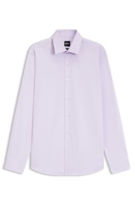 Easy-iron regular-fit shirt in stretch cotton, Light Purple