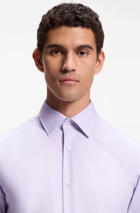 Easy-iron regular-fit shirt in stretch cotton