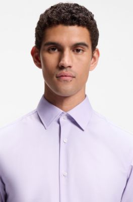 Easy-iron regular-fit shirt in stretch cotton, Light Purple