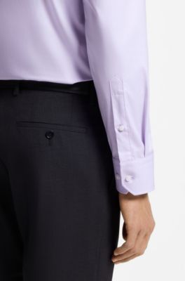Easy-iron regular-fit shirt in stretch cotton, Light Purple