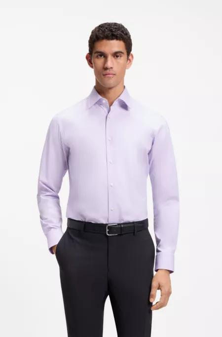 Easy-iron regular-fit shirt in stretch cotton