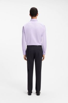 Easy-iron regular-fit shirt in stretch cotton, Light Purple