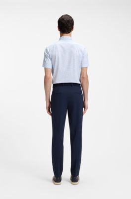 Camisa slim fit en punto de algod&oacute;n estampado, Celeste