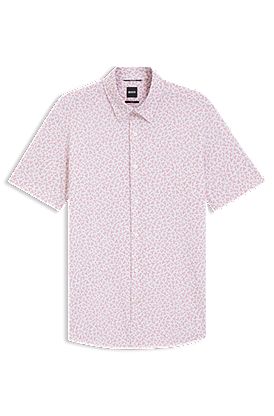 Camisa slim fit en punto de algodón estampado