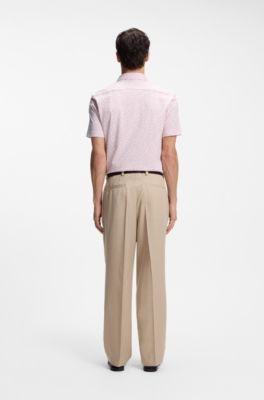 Printed slim-fit shirt in cotton-blend jersey, light pink