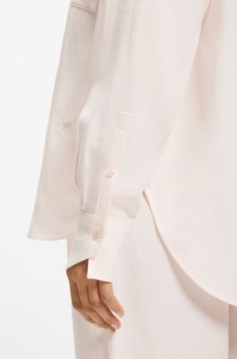 Blusa relaxed fit con bolsillos en el pecho, Rosa claro