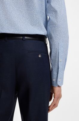 Regular-fit shirt in printed stretch cotton, Light Blue