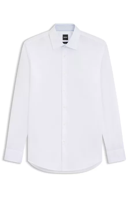 Easy-iron slim-fit shirt in cotton poplin