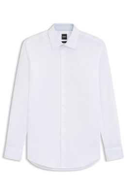 Camisa slim fit en popel&iacute;n de algod&oacute;n de planchado f&aacute;cil, Blanco