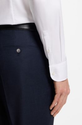 Camisa slim fit en popel&iacute;n de algod&oacute;n de planchado f&aacute;cil, Blanco