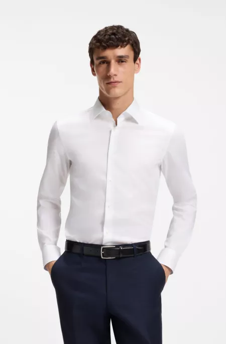 Easy-iron slim-fit shirt in cotton poplin