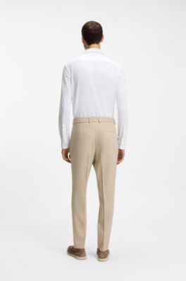 Camisa slim fit en tejido de sirsaca el&aacute;stica t&eacute;cnica italiana, Blanco