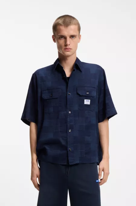 Oversized-fit shirt with check pattern