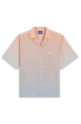 Chemise coupe d&eacute;contract&eacute;e &agrave; imprim&eacute; d&eacute;grad&eacute;, Orange clair