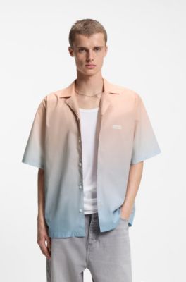 Chemise coupe d&eacute;contract&eacute;e &agrave; imprim&eacute; d&eacute;grad&eacute;, Orange clair