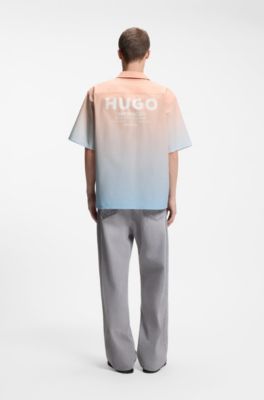 Chemise coupe d&eacute;contract&eacute;e &agrave; imprim&eacute; d&eacute;grad&eacute;, Orange clair