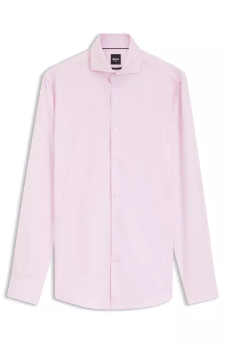 Slim-fit shirt in structured wrinkle-free cotton