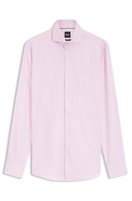 Chemise Slim en coton structur&eacute; infroissable, Rose clair