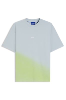 Camiseta de punto de algod&oacute;n te&ntilde;ido con logo, Celeste