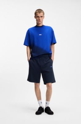 Dip-dyed logo T-shirt in cotton jersey, Light Blue