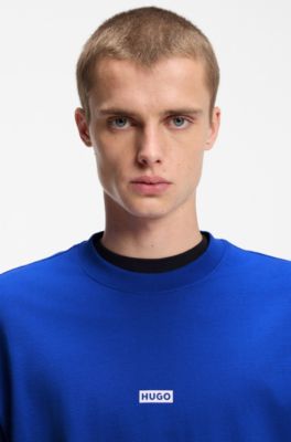 Dip-dyed logo T-shirt in cotton jersey, Light Blue