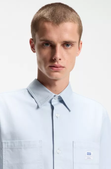 Oversize-fit shirt in slub cotton with patch pockets