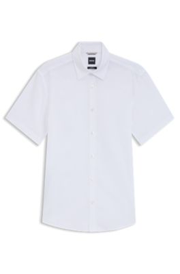 Slim-fit shirt in stretch linen, White
