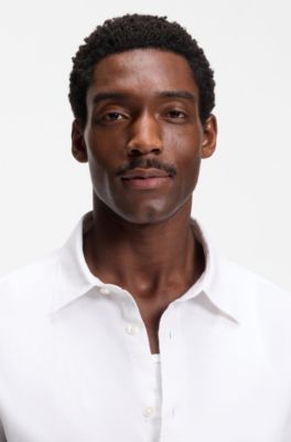 Slim-fit shirt in stretch linen, White