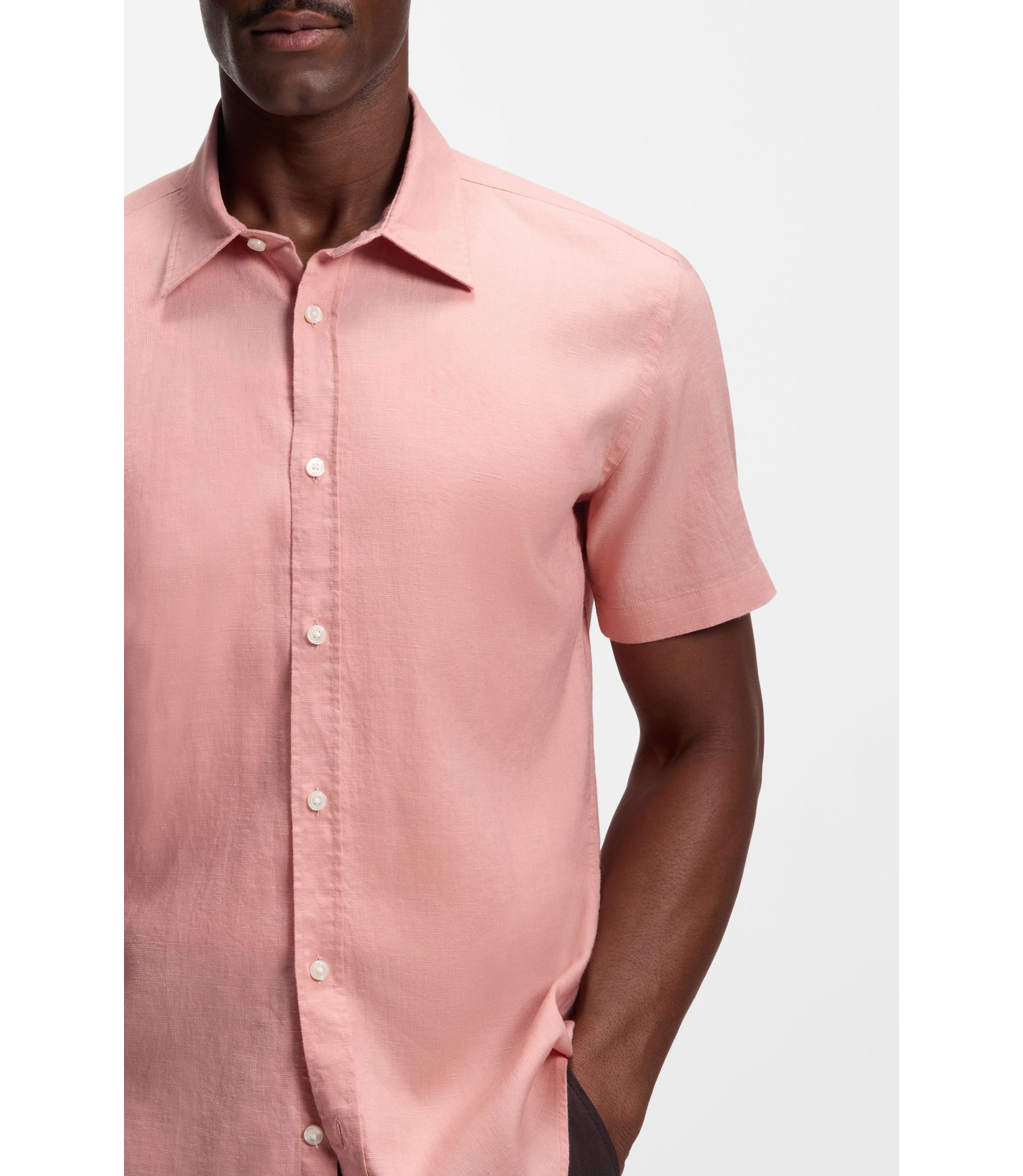 mens pink slim fit dress shirt Athletic Fit Dress Shirt in Pink L