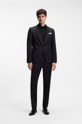 Chemise Regular en coton italien structur&eacute;, Noir