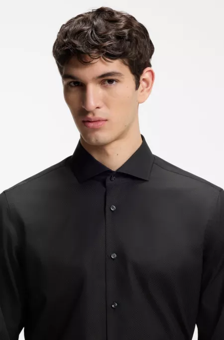 Regular-fit shirt in structured Italian cotton