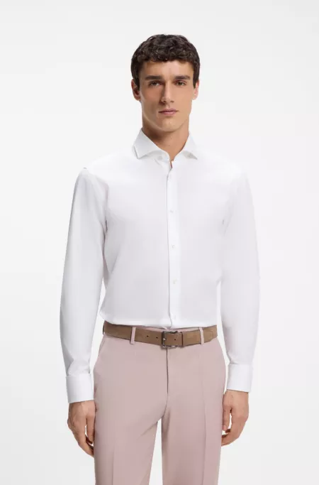 Regular-fit shirt in structured Italian cotton