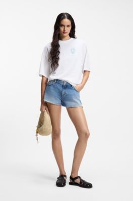 Camiseta en punto de algod&oacute;n con ilustraci&oacute;n estampada, Blanco