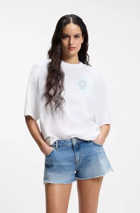 Cotton-jersey T-shirt with printed artwork