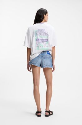 Camiseta en punto de algod&oacute;n con ilustraci&oacute;n estampada, Blanco