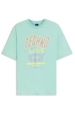 Cotton-jersey T-shirt with printed artwork, Light Green