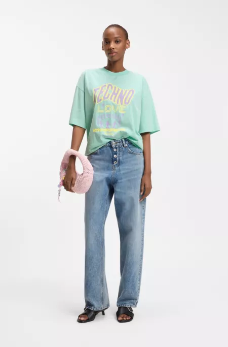 Cotton-jersey T-shirt with printed artwork