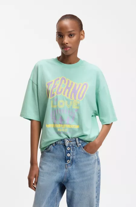 Cotton-jersey T-shirt with printed artwork