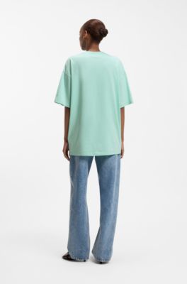 Cotton-jersey T-shirt with printed artwork, Light Green