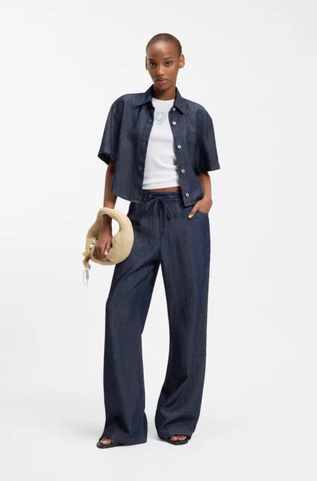 Ribbed-cotton tank top with logo artwork